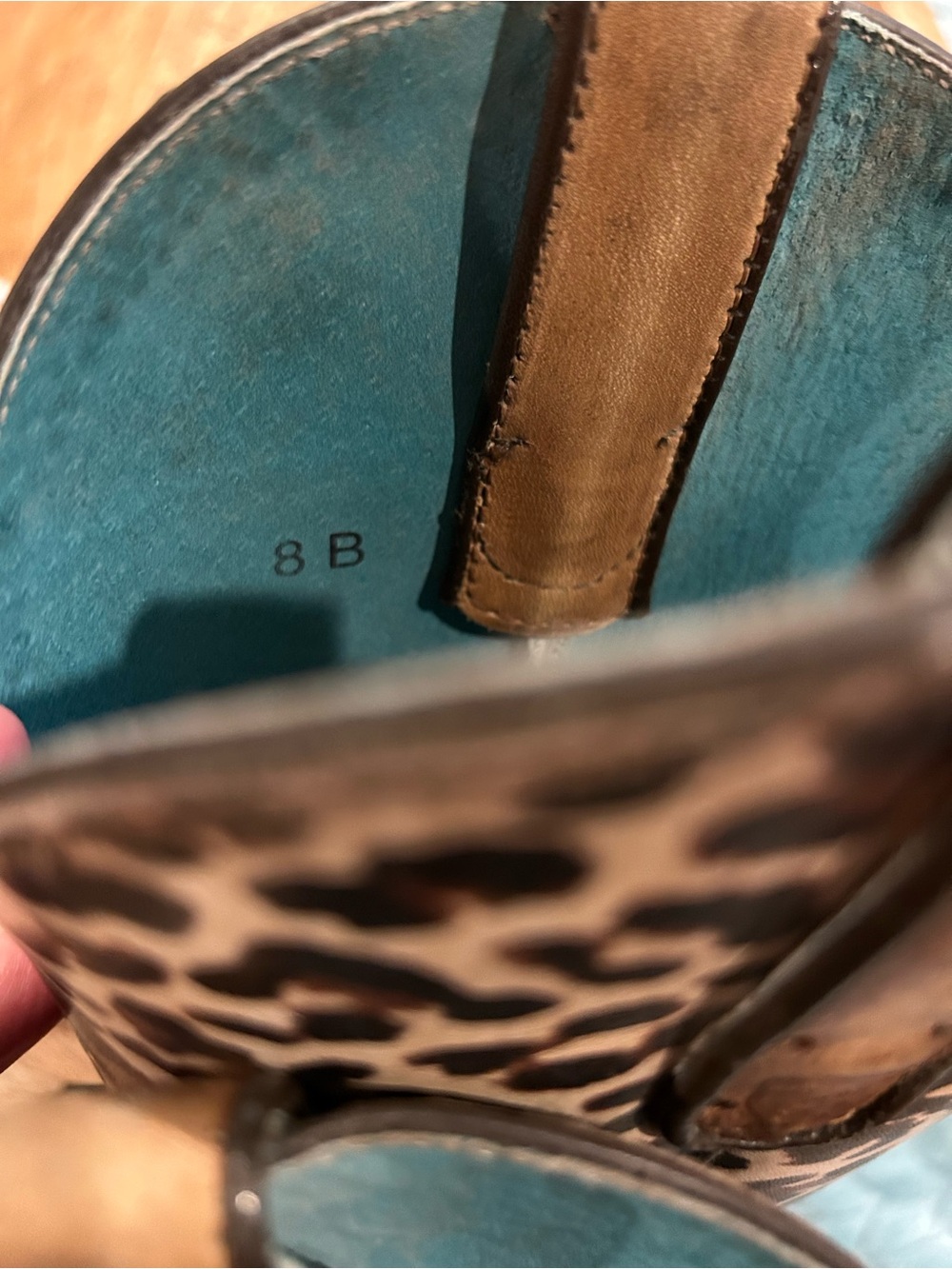 Ariat Leopard Print Western Cowboy Boots with Tan Leather - Picture 5 of 6